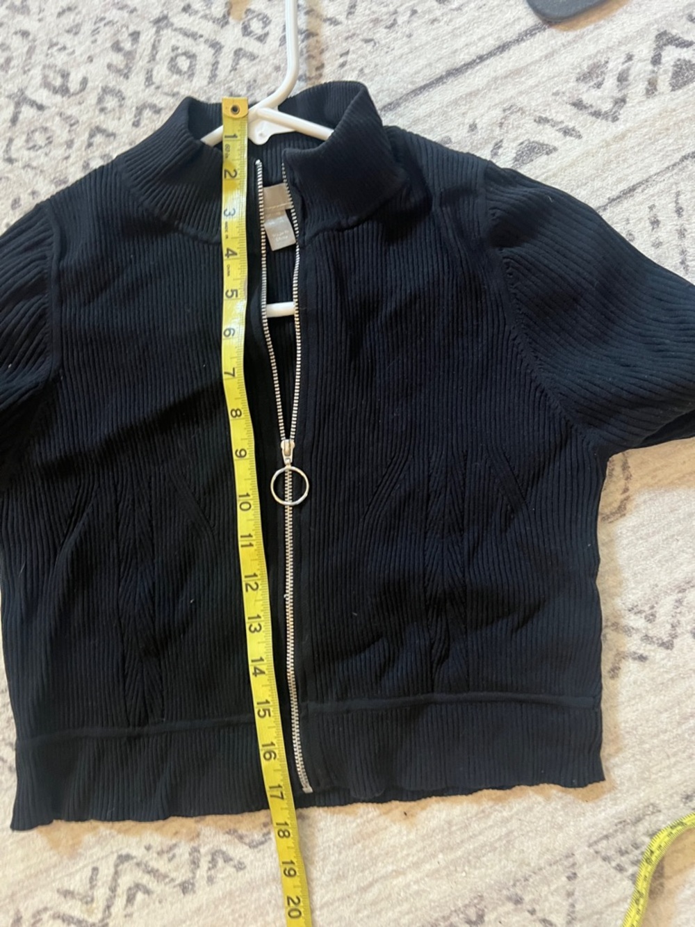 ASOS Black Ribbed Zip-Up Cropped sweater. - Picture 5 of 6